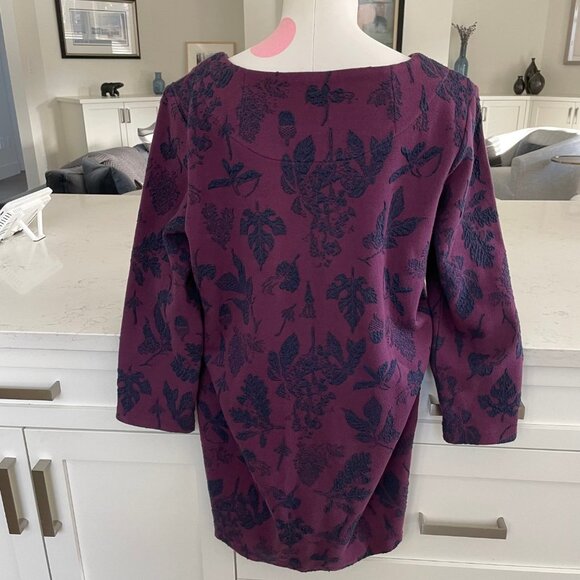 Joules Z_Rhona Boatneck Cotton Poly Print Mini Dress Pockets Purp Navy Sz 10 - Picture 5 of 11